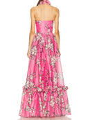 Rose Printing Spliced 3D Flower Dress
