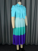 Color Block Pleated Church Dress