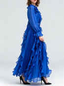 Solid Sheer Spliced Folds Dresses