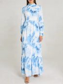 Printing Spliced Shirring Slimming Dresses
