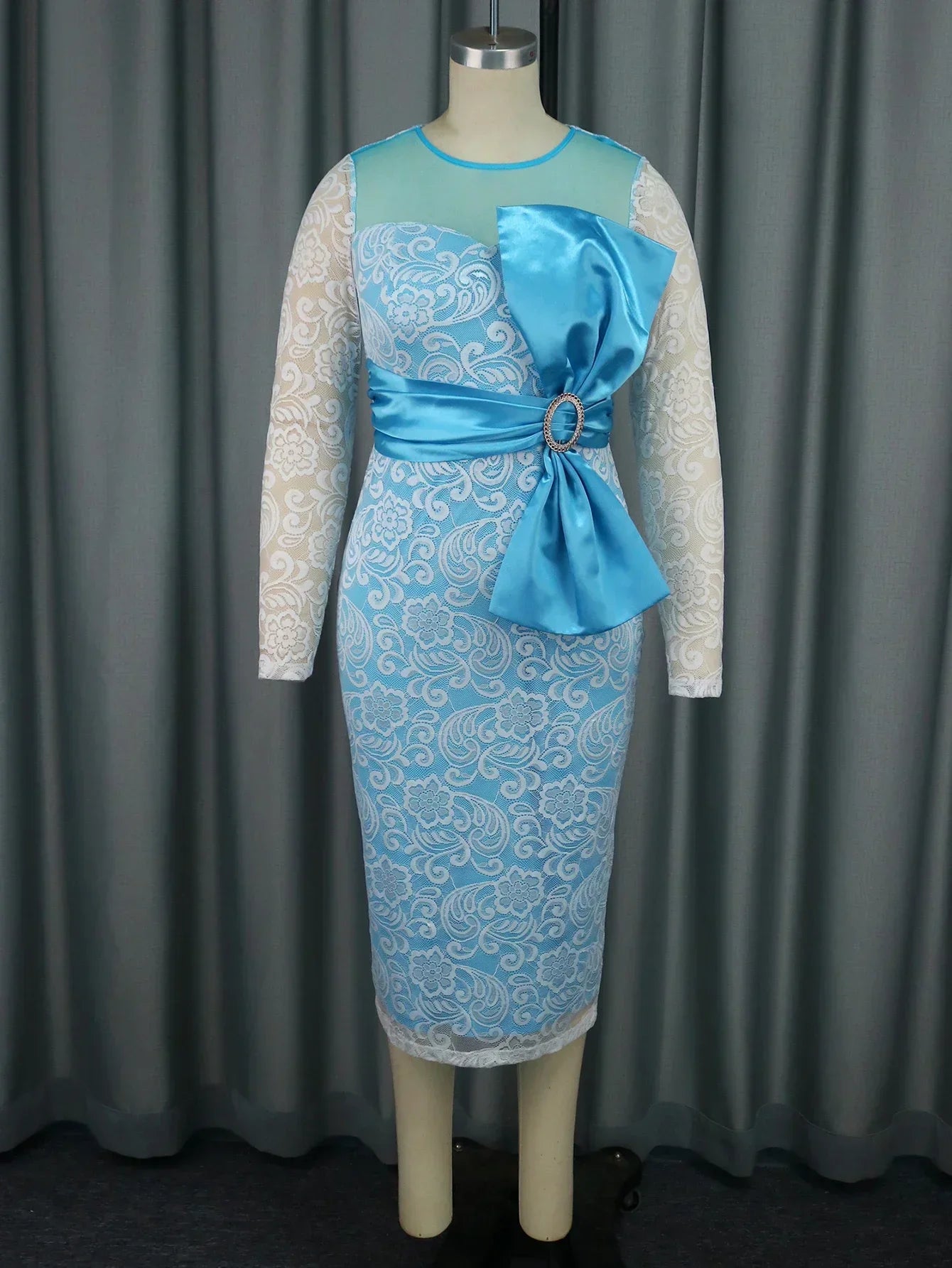 Plus Size Blue Lace Dress