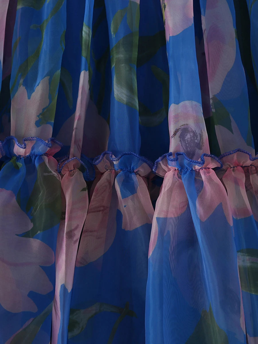 Color block Printing A Line Skirts