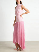 Plus Size Hit Color Spliced Folds Dress
