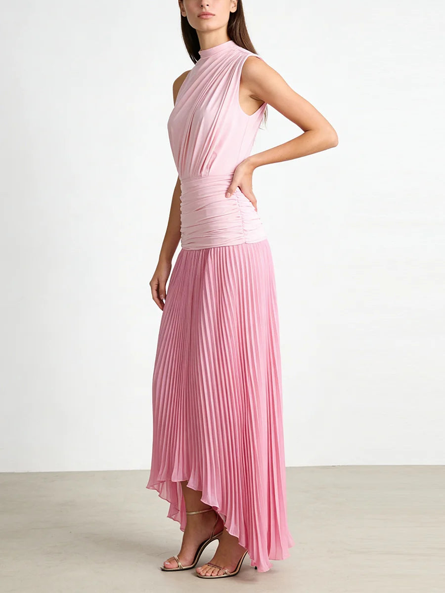 Plus Size Hit Color Spliced Folds Dress