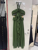 Solid Hollow Out Spliced 3D Flower Dress