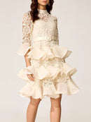Sheer Spliced Embroidery Dresses