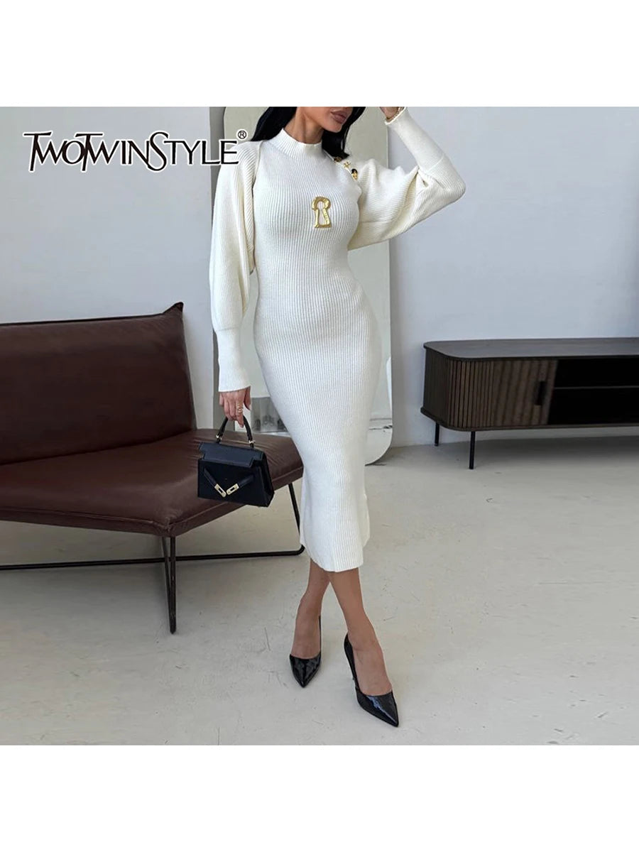 Spliced Sequined Knit Two Piece Sets
