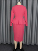 Plus Size Peplum 3D Flower Midi Dress