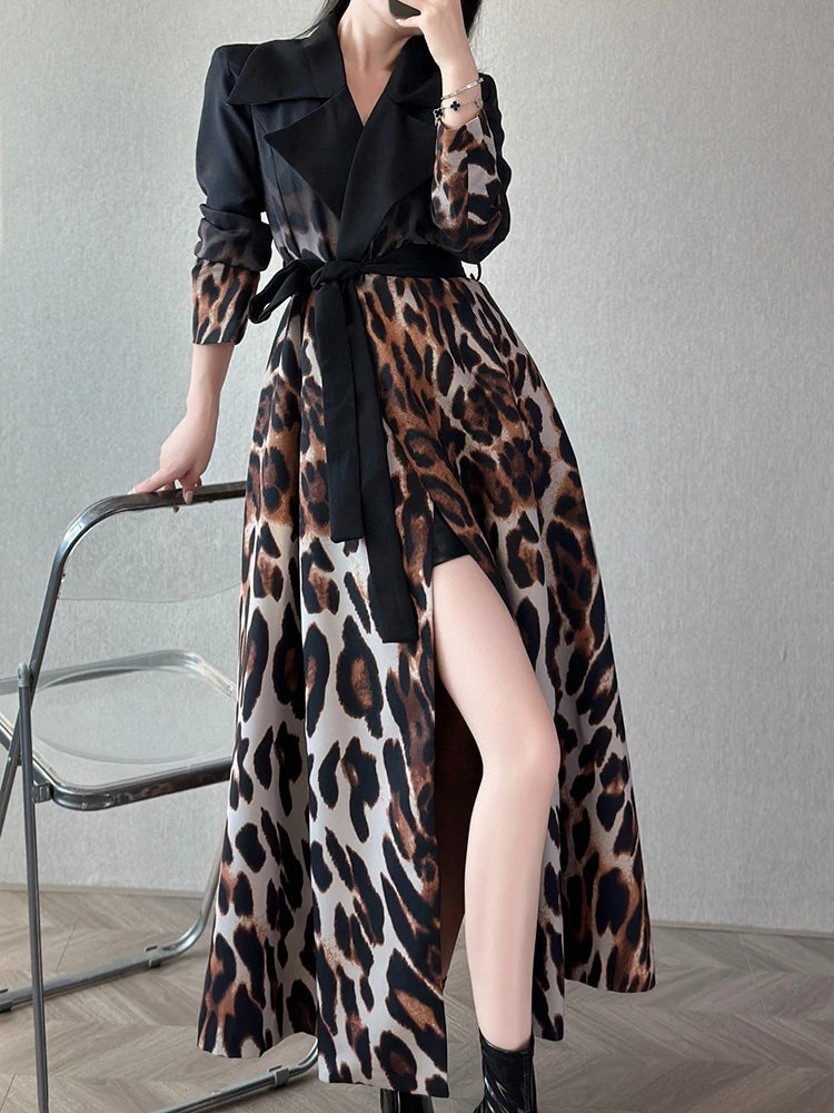 Leopard Printing Streetwear Midi Dress