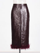 Leather-Feathered Pockets Skirts