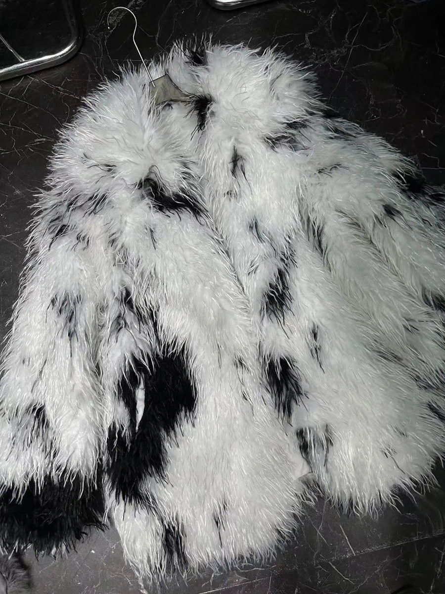Color Spot Loose Temperament Fur Coats