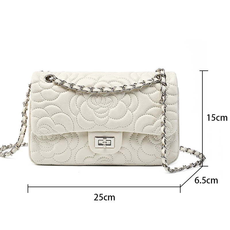Camellia Pattern Chain Crossbody Bags