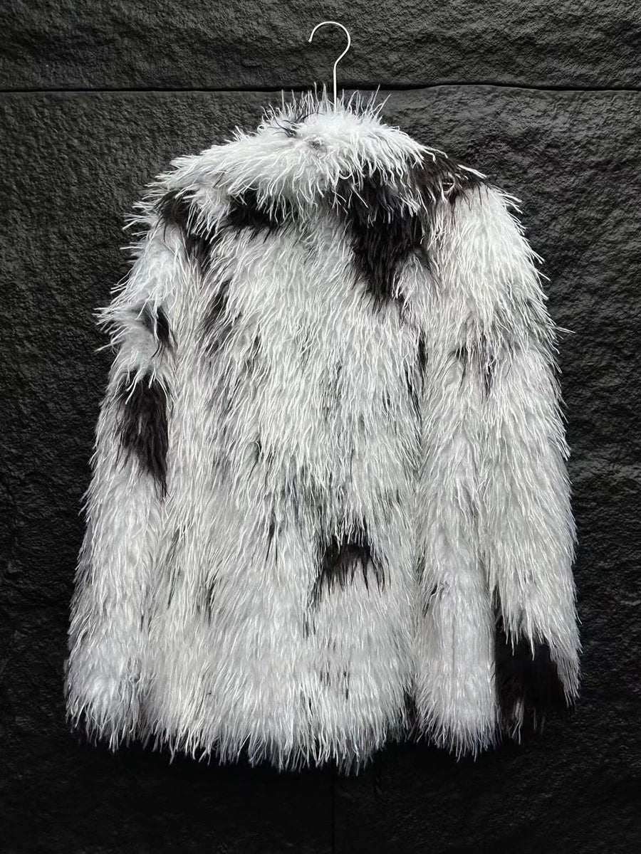 Color Spot Loose Temperament Fur Coats