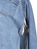 Denim Lapel Batwing Sleeve Coat