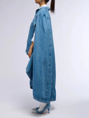 Denim Lapel Batwing Sleeve Coat