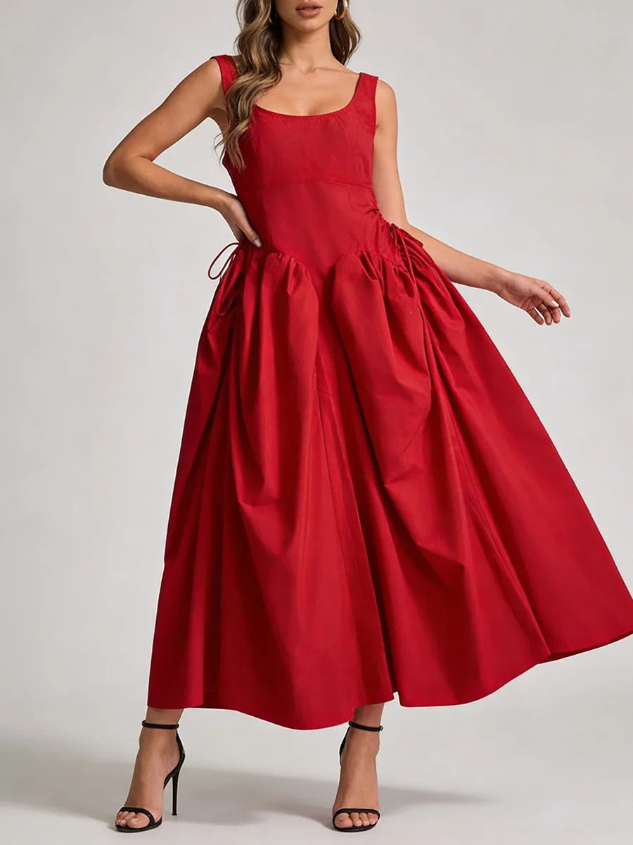 Solid Slimming Spliced Dress