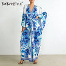 Loose Printing Draped Casual Dresses