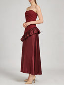 Spliced Ruffles Folds Long Dress