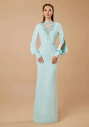 Mermaid High Neck Lace Beads Dress