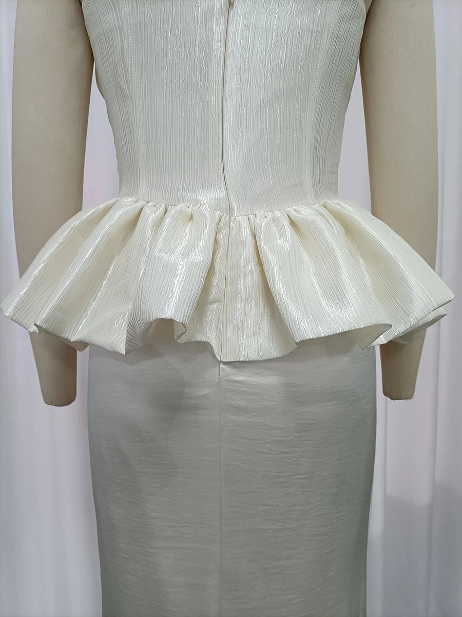 Solid Spliced Pleated Dresses