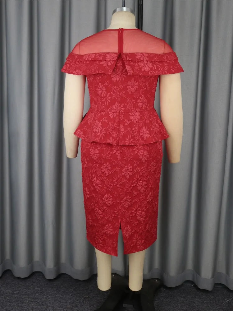 Jacquard Sheer Mesh Dress