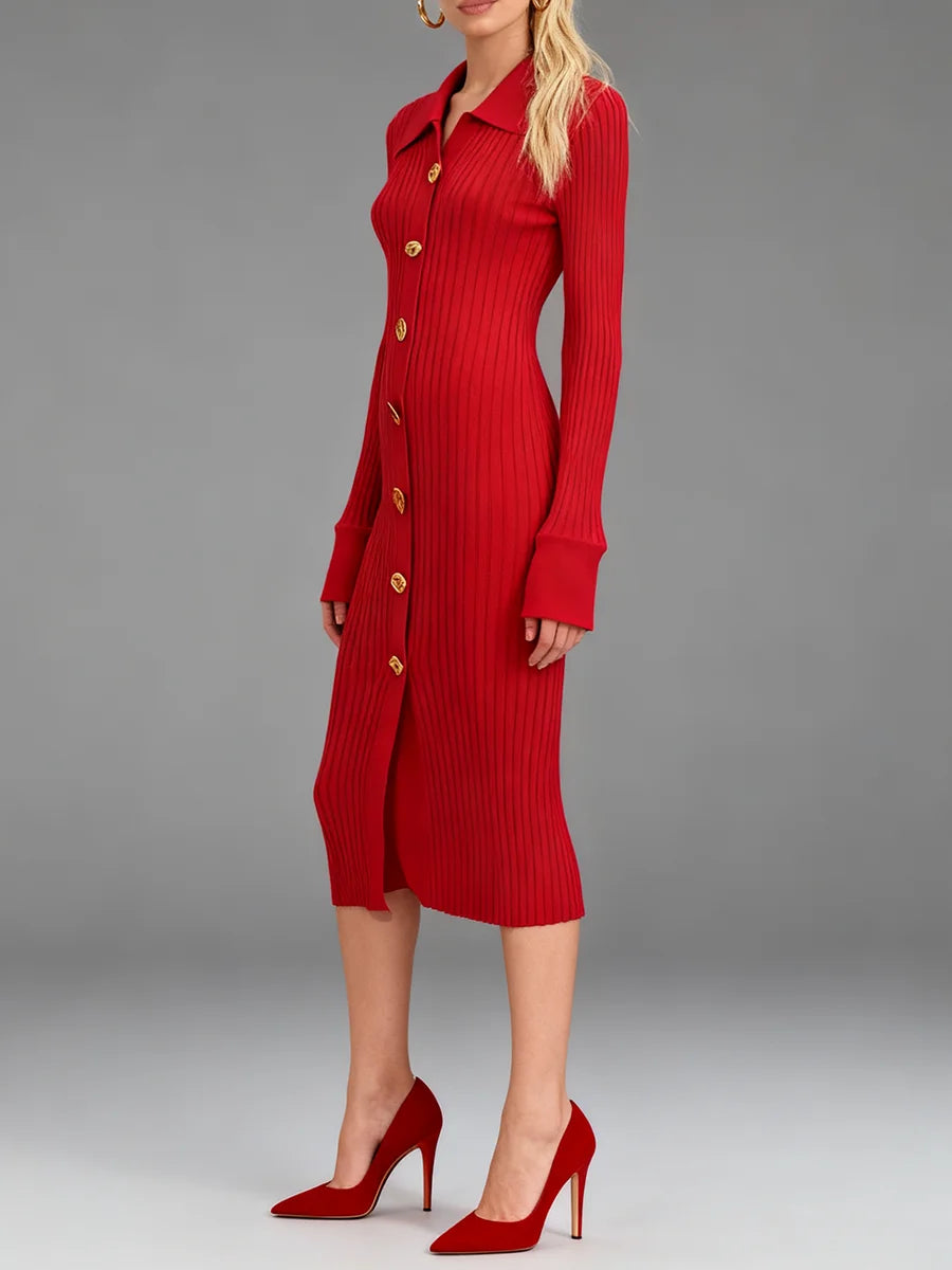 Single Breasted Basics Knit Dresses