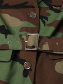 Color block Patchwork Belt Slimming Coats