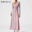 Color Striped Casual Long Dresses