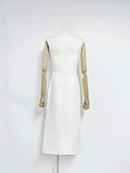 Spliced Appliqués Slimming Dresses