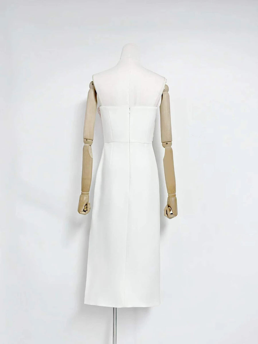 Spliced Appliqués Slimming Dresses