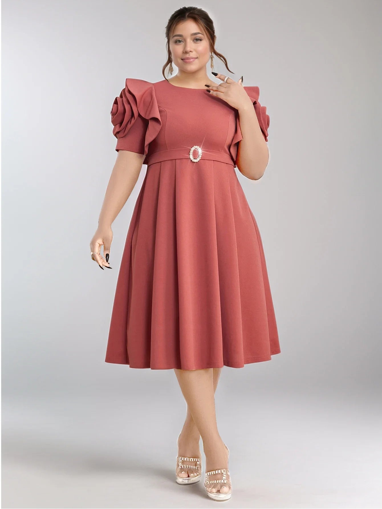 Plus size A-Line Pleated Dress