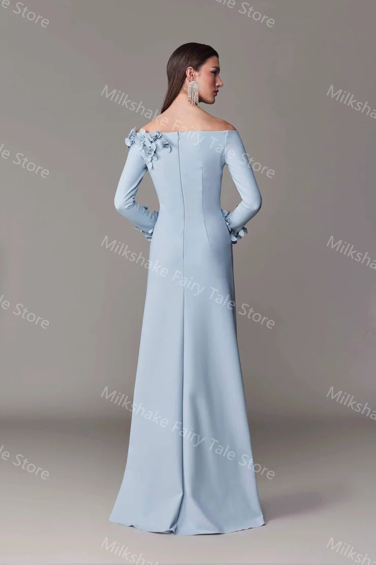 Satin Floral Appliqués Dress