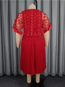 Plus Size Elegant Red Midi Dress