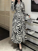 Hit Color Spliced Striped Fashion Dresses