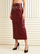 Red Metal Ring Long Skirts
