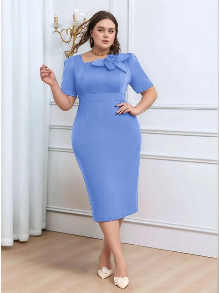 Plus Size 3D Flower Dress