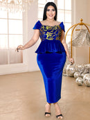 Plus Size  Blue Velvet Dress