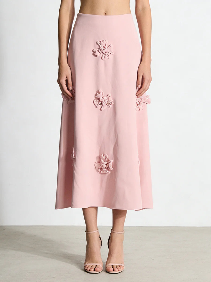 Solid Loose Spliced 3D Flower Skirts