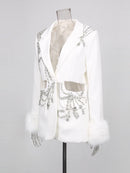 Solid Hollow Out Diamonds Elegant Blazers