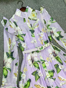 Printed Spliced Ruffles Folds Dresses