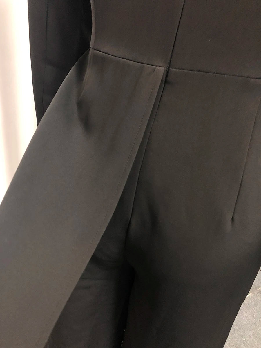 Solid Slimming Spliced Beading  Jumpsuits