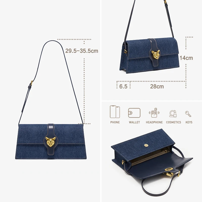 DENIM TRENDING SHOULDER CLUTCH