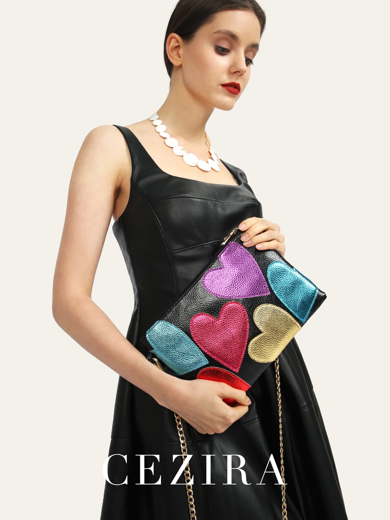 Colorful Metallic Leather Clutch