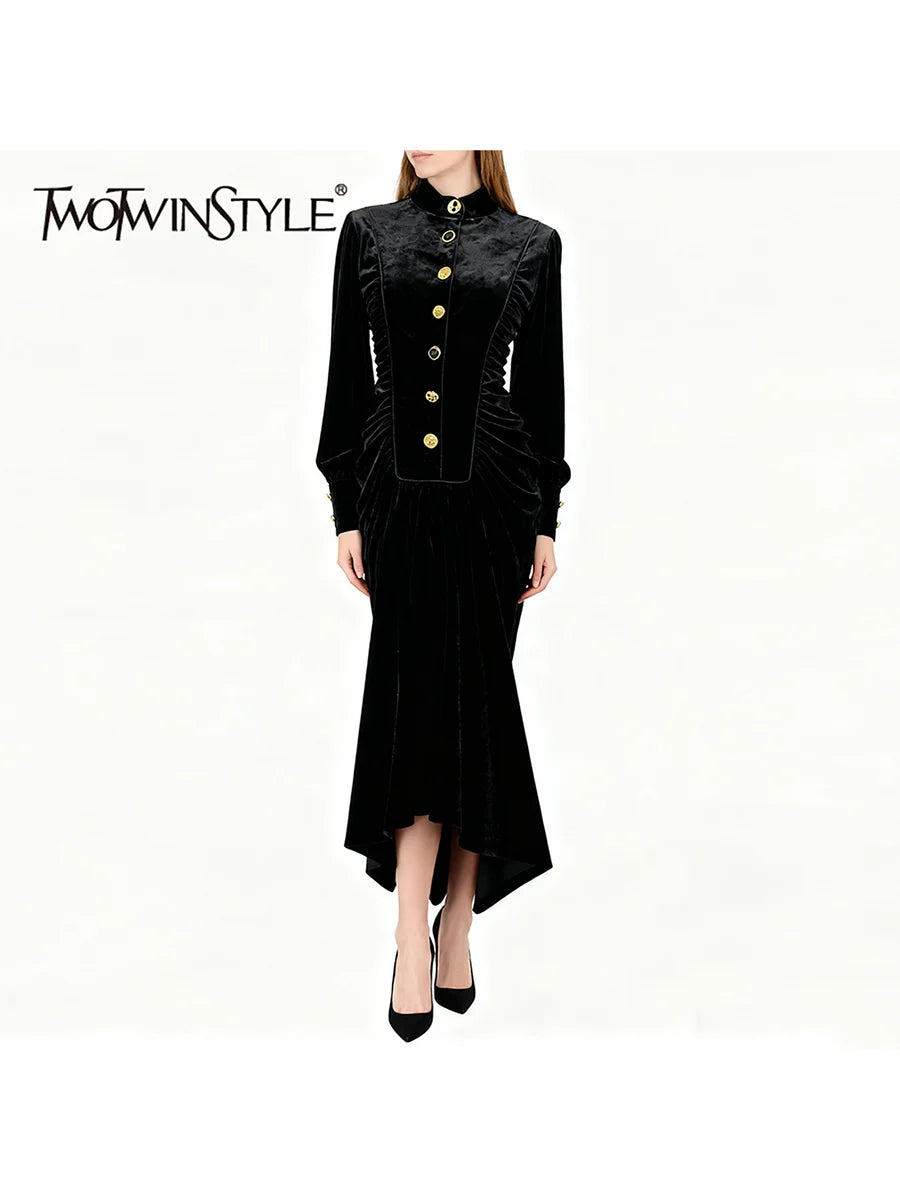 Single Breasted Velvet Dresses