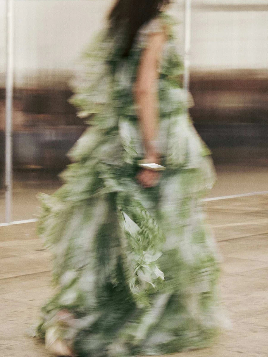 Patchwork Mesh Printing Dresses