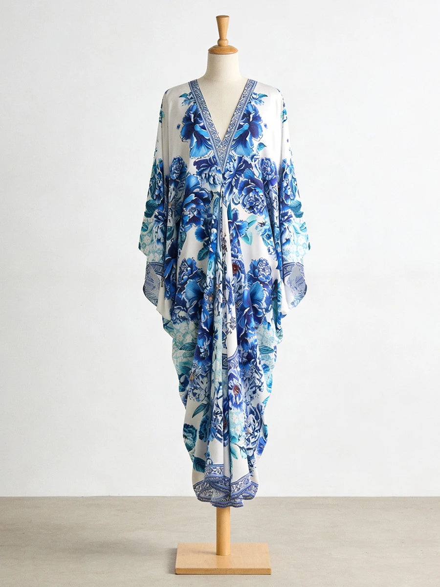 Loose Printing Draped Casual Dresses