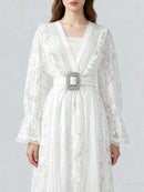 Hollow Out Spliced Lace  Dresses