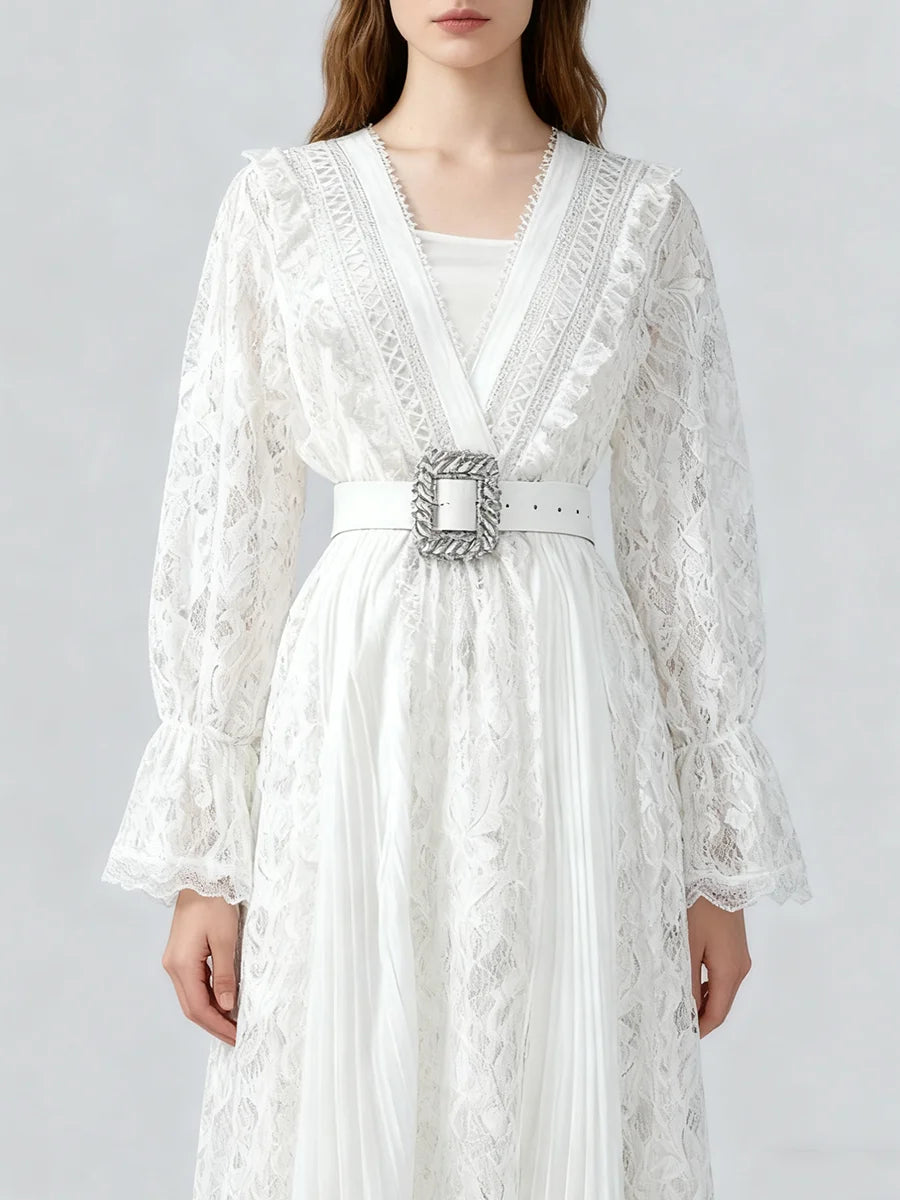 Hollow Out Spliced Lace  Dresses