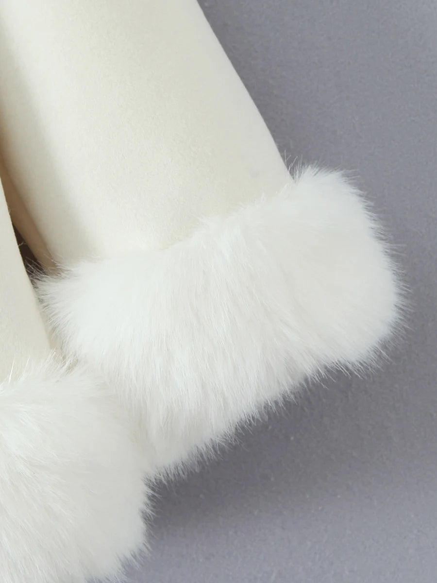 Solid Loose Spliced Fluff Elegant Jackets