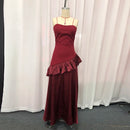 Spliced Ruffles Folds Long Dress